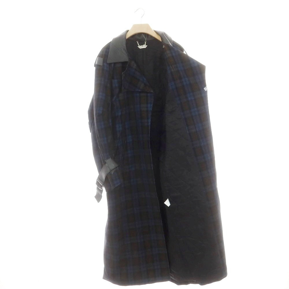 【中古】コマウェア cmmawear コーデュロイ チェック 中綿入り 変形 トレンチコート ブルーxオリーブ【 M 】【 状態ランクB 】【 メンズ 】