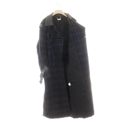 【中古】コマウェア cmmawear コーデュロイ チェック 中綿入り 変形 トレンチコート ブルーxオリーブ【 M 】【 状態ランクB 】【 メンズ 】