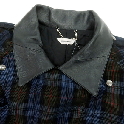 【中古】コマウェア cmmawear コーデュロイ チェック 中綿入り 変形 トレンチコート ブルーxオリーブ【 M 】【 状態ランクB 】【 メンズ 】