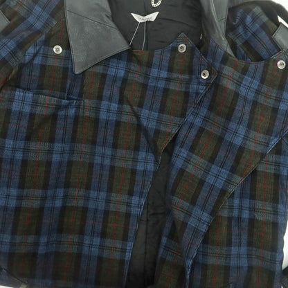 【中古】コマウェア cmmawear コーデュロイ チェック 中綿入り 変形 トレンチコート ブルーxオリーブ【 M 】【 状態ランクB 】【 メンズ 】