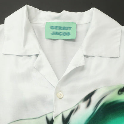 [Used] Gerrit Jacob Rayon Open Collar Short Sleeve Shirt Silver x Green [M] [Condition Rank C] [Men&