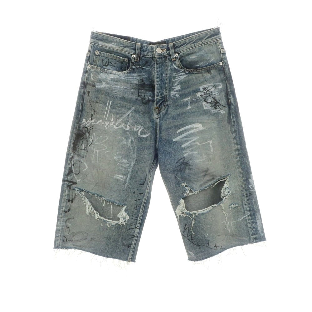 [Used] BALENCIAGA Distressed Cotton Jeans Shorts Blue [XS] [Condition Rank B] [Men&