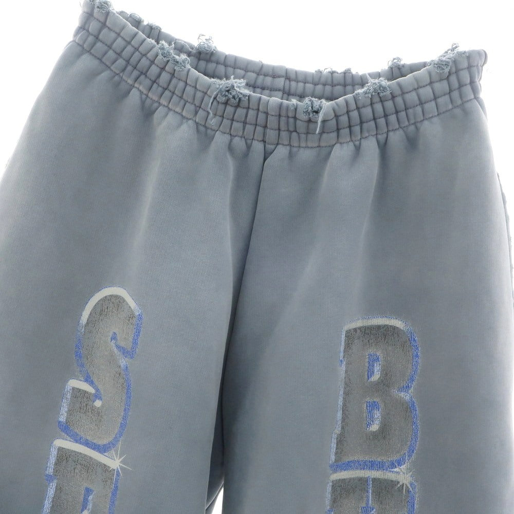 【中古】バレンシアガ BALENCIAGA ダメージ加工 コットン スウェットパンツ ブルーグレー系【 XXS 】【 状態ランクB 】【 メンズ 】 [APD]