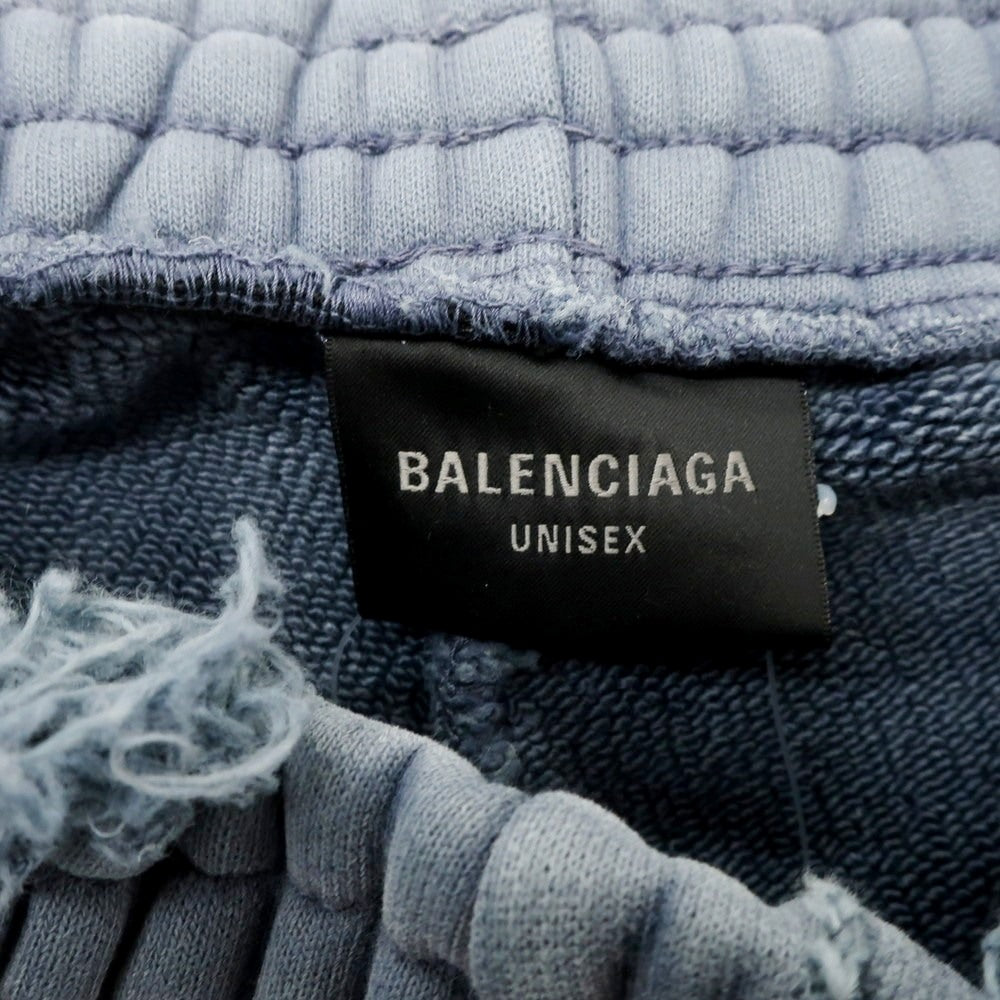 【中古】バレンシアガ BALENCIAGA ダメージ加工 コットン スウェットパンツ ブルーグレー系【 XXS 】【 状態ランクB 】【 メンズ 】 [APD]