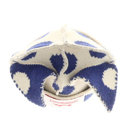 【中古】チャールズジェフリーラバーボーイ Charles Jeffrey LOVERBOY ミドルゲージウール ドット柄 ニットキャップ ホワイトxブルー【 状態ランクC 】【 メンズ 】