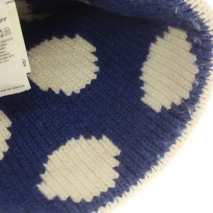 【中古】チャールズジェフリーラバーボーイ Charles Jeffrey LOVERBOY ミドルゲージウール ドット柄 ニットキャップ ホワイトxブルー【 状態ランクC 】【 メンズ 】