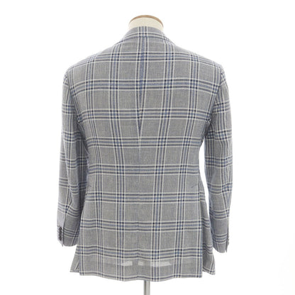 [Used] TAGLIATORE wool cotton nylon check 2B tailored jacket navy x blue x off-white [48 7R] [Condition rank B] [Men&