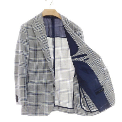 [Used] TAGLIATORE wool cotton nylon check 2B tailored jacket navy x blue x off-white [48 7R] [Condition rank B] [Men&