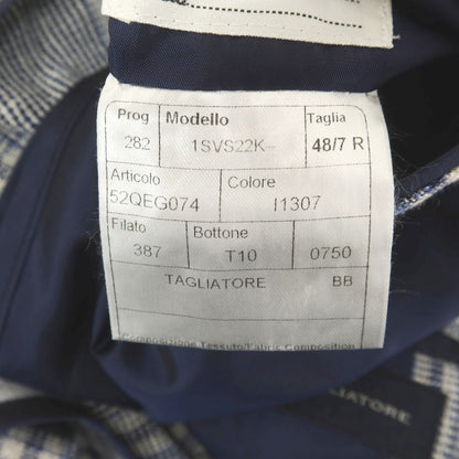 [Used] TAGLIATORE wool cotton nylon check 2B tailored jacket navy x blue x off-white [48 7R] [Condition rank B] [Men&