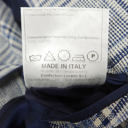 [Used] TAGLIATORE wool cotton nylon check 2B tailored jacket navy x blue x off-white [48 7R] [Condition rank B] [Men&