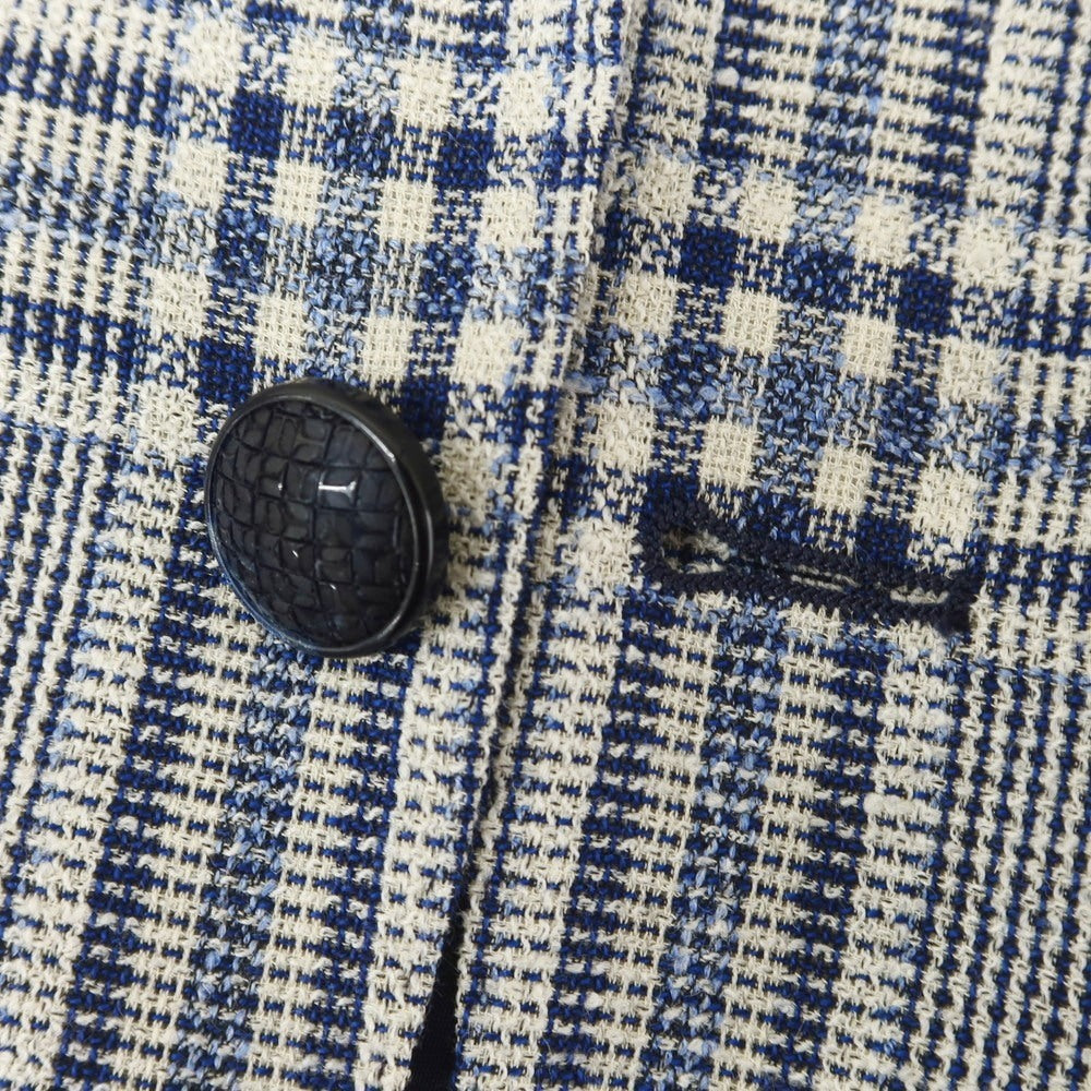 [Used] TAGLIATORE wool cotton nylon check 2B tailored jacket navy x blue x off-white [48 7R] [Condition rank B] [Men&