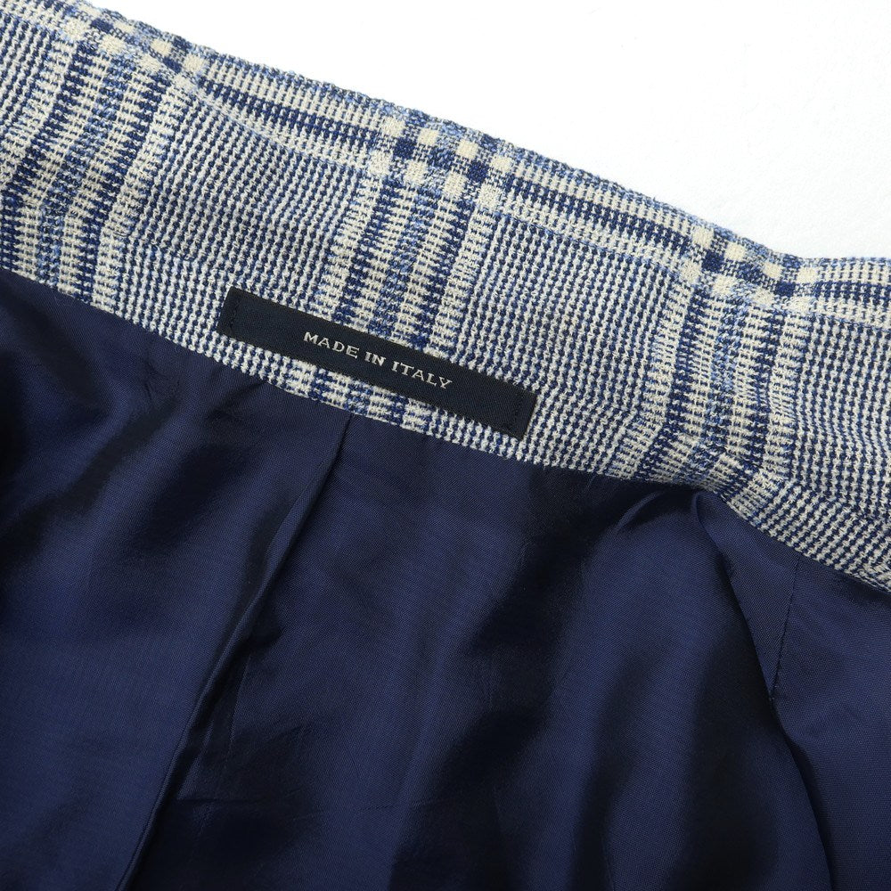 [Used] TAGLIATORE wool cotton nylon check 2B tailored jacket navy x blue x off-white [48 7R] [Condition rank B] [Men&