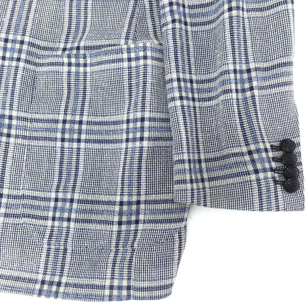[Used] TAGLIATORE wool cotton nylon check 2B tailored jacket navy x blue x off-white [48 7R] [Condition rank B] [Men&