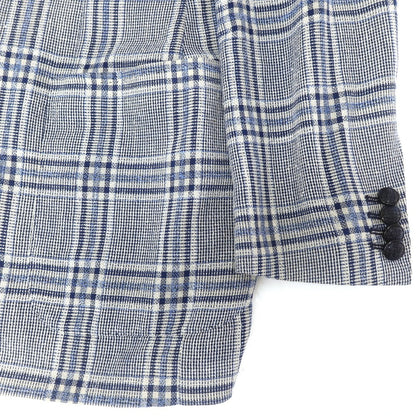 [Used] TAGLIATORE wool cotton nylon check 2B tailored jacket navy x blue x off-white [48 7R] [Condition rank B] [Men&