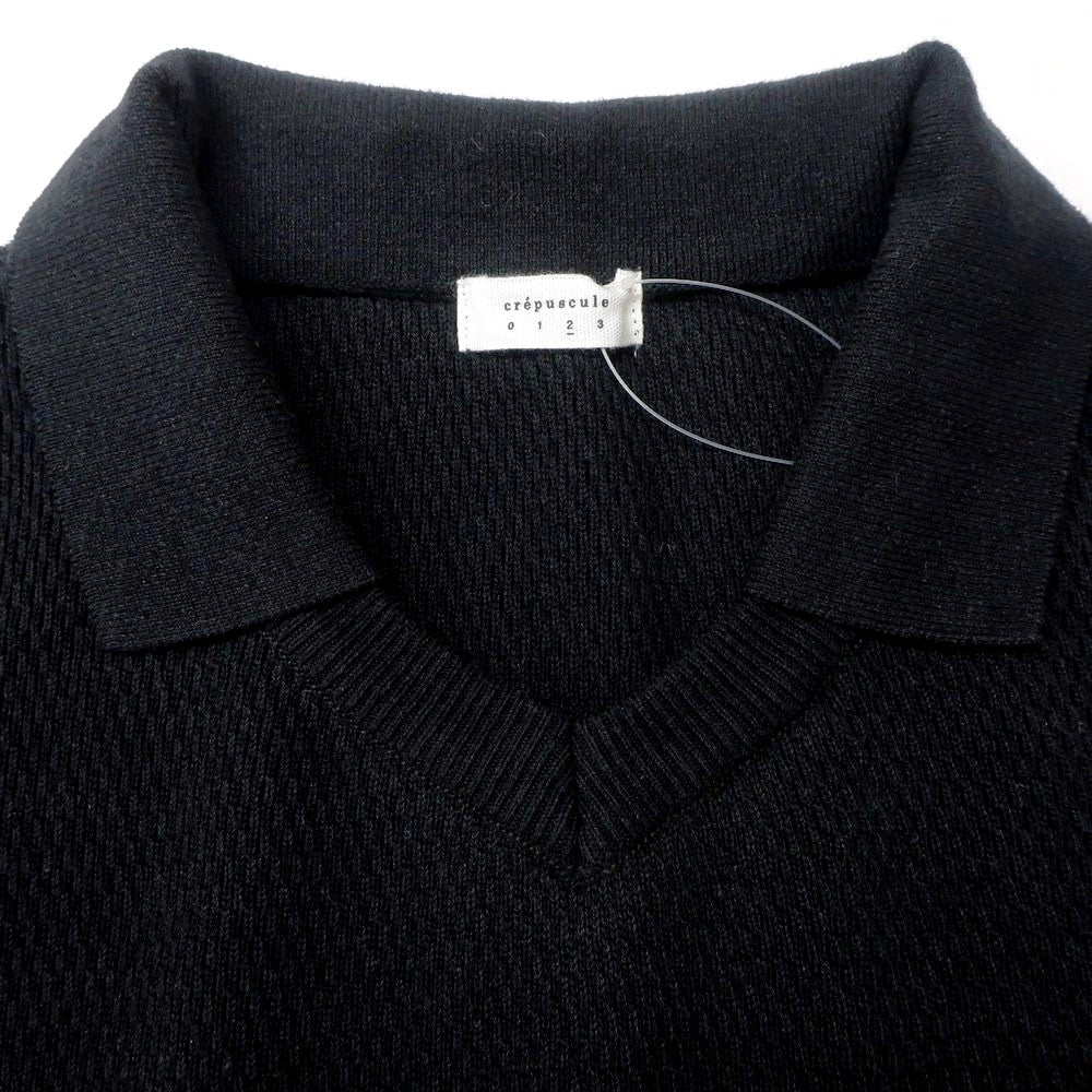 [Used] Crepuscule crepuscule URBAN RESEARCH special order 2025 Spring/Summer cotton linen collared V-neck pullover knit black [2] [Condition rank B] [Men&