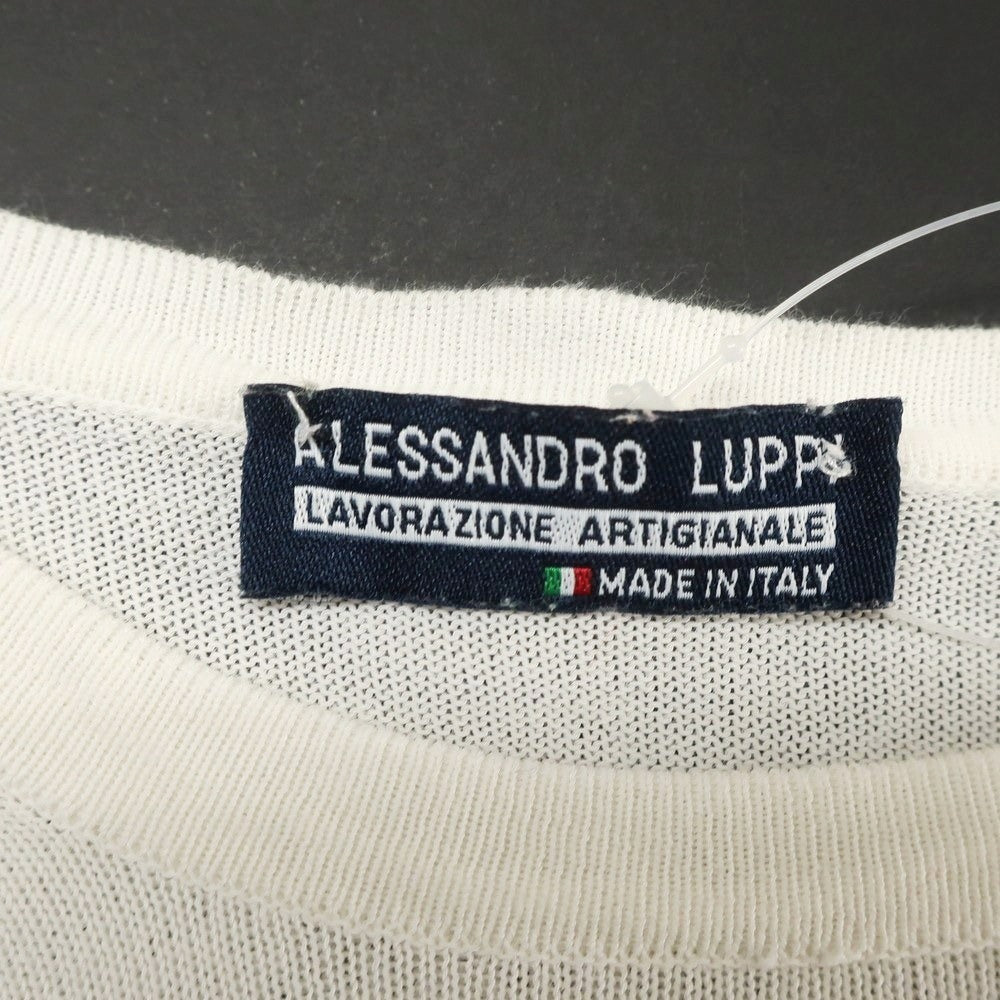 【中古】アレッサンドロルッピ Alessandro Luppi ハイゲージ コットン クルーネック 半袖 プルオーバーニット アイボリー【 46 】【 状態ランクC 】【 メンズ 】 [APD]