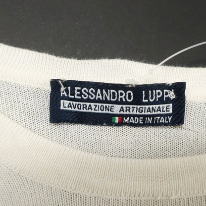 【中古】アレッサンドロルッピ Alessandro Luppi ハイゲージ コットン クルーネック 半袖 プルオーバーニット アイボリー【 46 】【 状態ランクC 】【 メンズ 】 [APD]