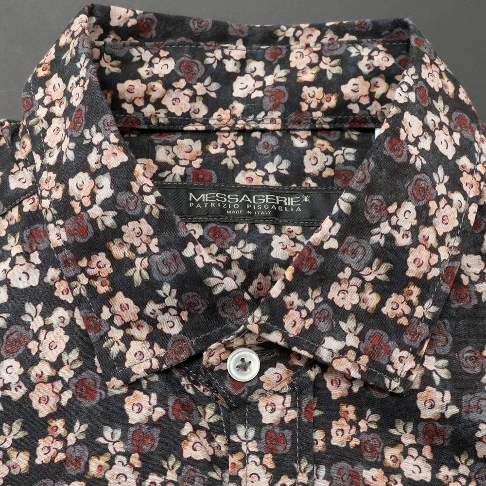 [Used] MESSAGERIE Cotton Floral Casual Shirt Black x Pink [40] [Condition Rank B] [Men&