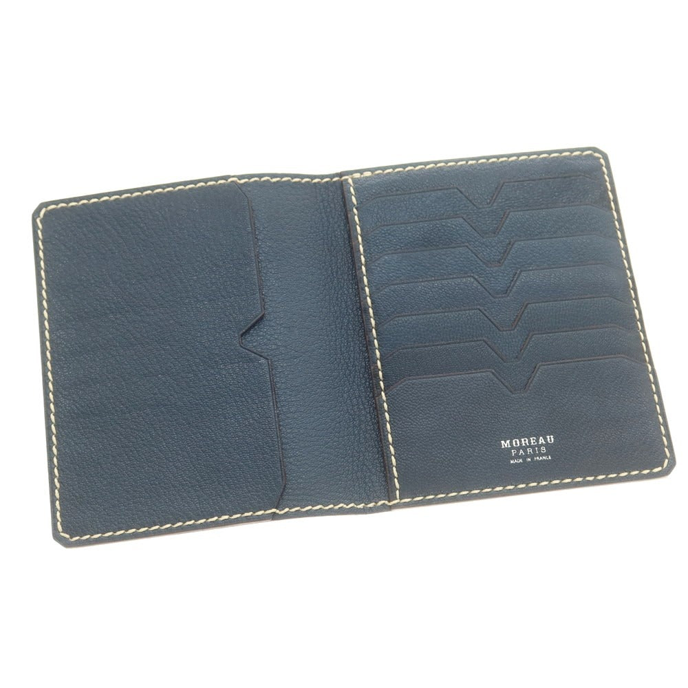 【中古】モローパリ MOREAU PARIS レザー パスポートケース ブラウンxブルーグリーン【 状態ランクB 】【 メンズ 】