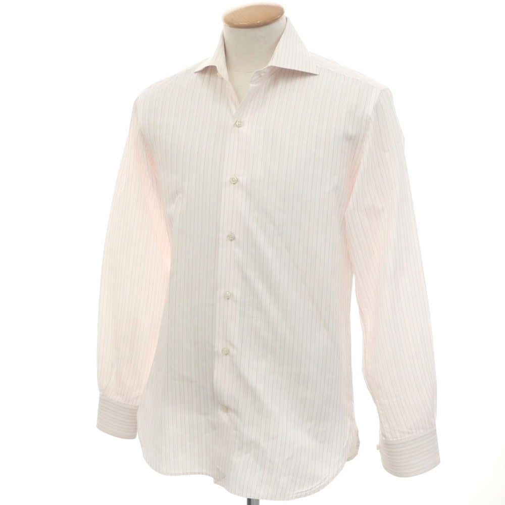 [Used] ORIAN Cotton Striped Wide Collar Dress Shirt White x Pink [38] [Condition Rank C] [Men&