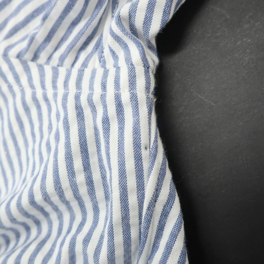 [Used] ERRICO FORMICOLA Cotton Seersucker Striped Open Collar Casual Shirt Light Navy x White [37] [Condition Rank C] [Men&