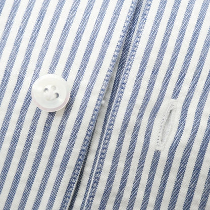 [Used] ERRICO FORMICOLA Cotton Seersucker Striped Open Collar Casual Shirt Light Navy x White [37] [Condition Rank C] [Men&