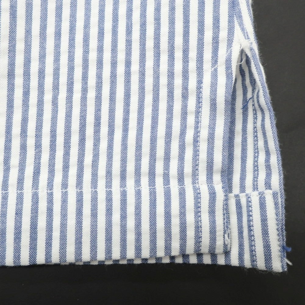 [Used] ERRICO FORMICOLA Cotton Seersucker Striped Open Collar Casual Shirt Light Navy x White [37] [Condition Rank C] [Men&