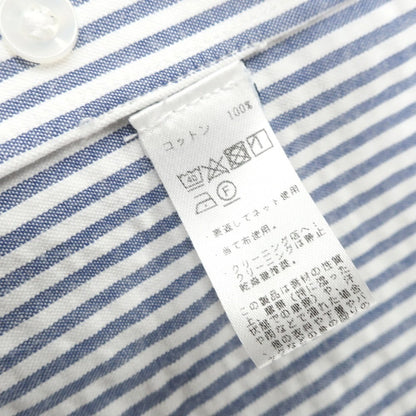 [Used] ERRICO FORMICOLA Cotton Seersucker Striped Open Collar Casual Shirt Light Navy x White [37] [Condition Rank C] [Men&