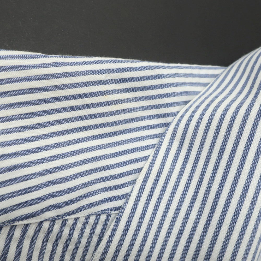 [Used] ERRICO FORMICOLA Cotton Seersucker Striped Open Collar Casual Shirt Light Navy x White [37] [Condition Rank C] [Men&