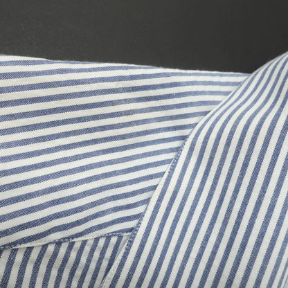 [Used] ERRICO FORMICOLA Cotton Seersucker Striped Open Collar Casual Shirt Light Navy x White [37] [Condition Rank C] [Men&