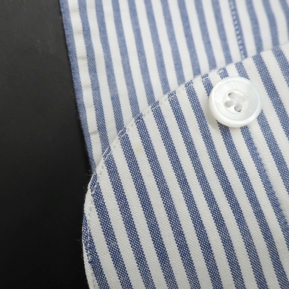 [Used] ERRICO FORMICOLA Cotton Seersucker Striped Open Collar Casual Shirt Light Navy x White [37] [Condition Rank C] [Men&