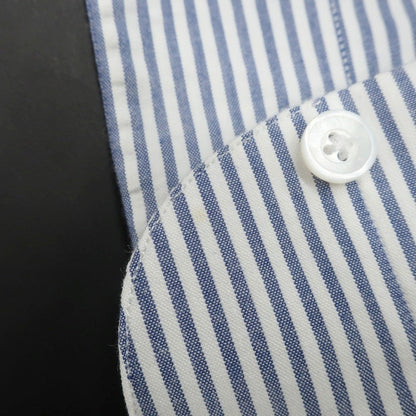 [Used] ERRICO FORMICOLA Cotton Seersucker Striped Open Collar Casual Shirt Light Navy x White [37] [Condition Rank C] [Men&