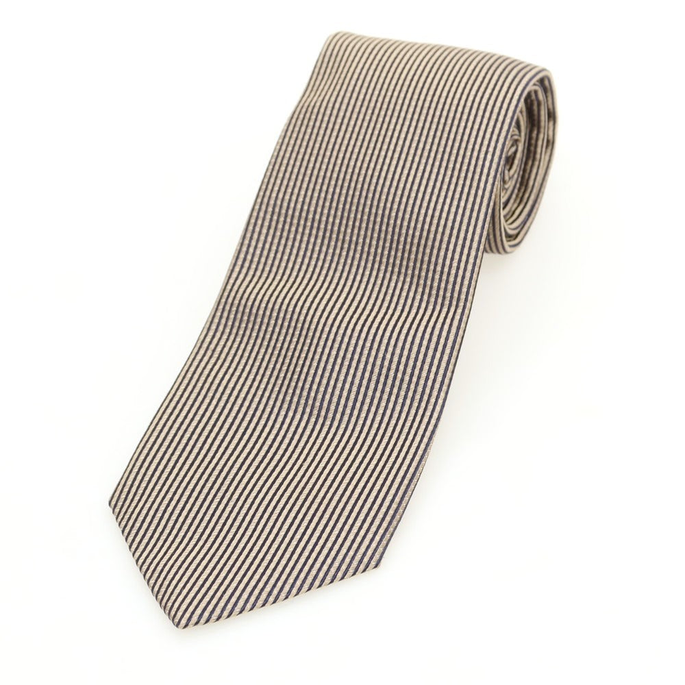 [Used] Agnes b. Silk Striped Necktie Beige x Black [Condition Rank A] [Men&