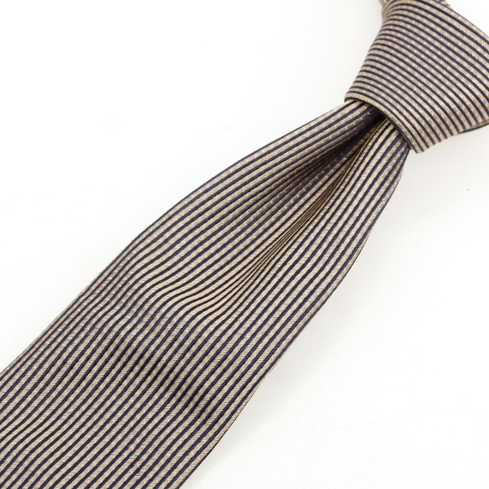 [Used] Agnes b. Silk Striped Necktie Beige x Black [Condition Rank A] [Men&