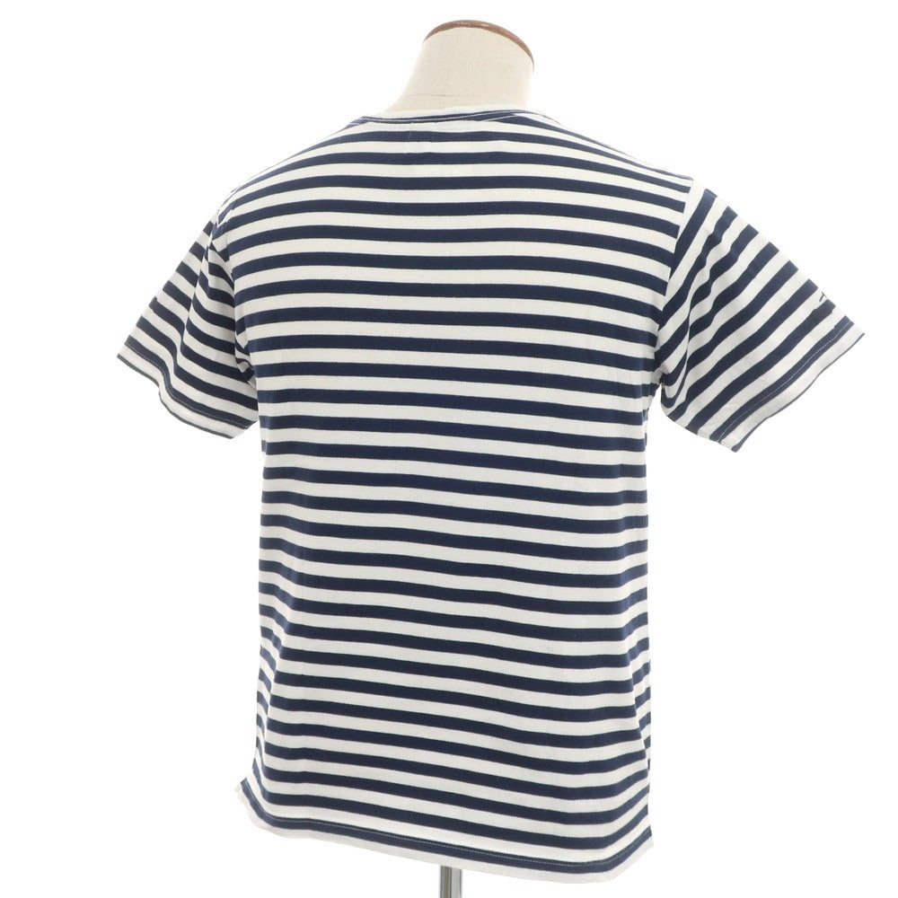[Used] TAKEO KIKUCHI × The Rolling Stones Cotton Border Crew Neck Short Sleeve T-Shirt Navy x White [2] [Condition Rank C] [Men&