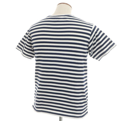 [Used] TAKEO KIKUCHI × The Rolling Stones Cotton Border Crew Neck Short Sleeve T-Shirt Navy x White [2] [Condition Rank C] [Men&
