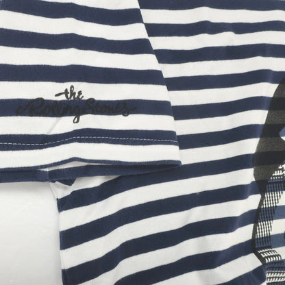 [Used] TAKEO KIKUCHI × The Rolling Stones Cotton Border Crew Neck Short Sleeve T-Shirt Navy x White [2] [Condition Rank C] [Men&
