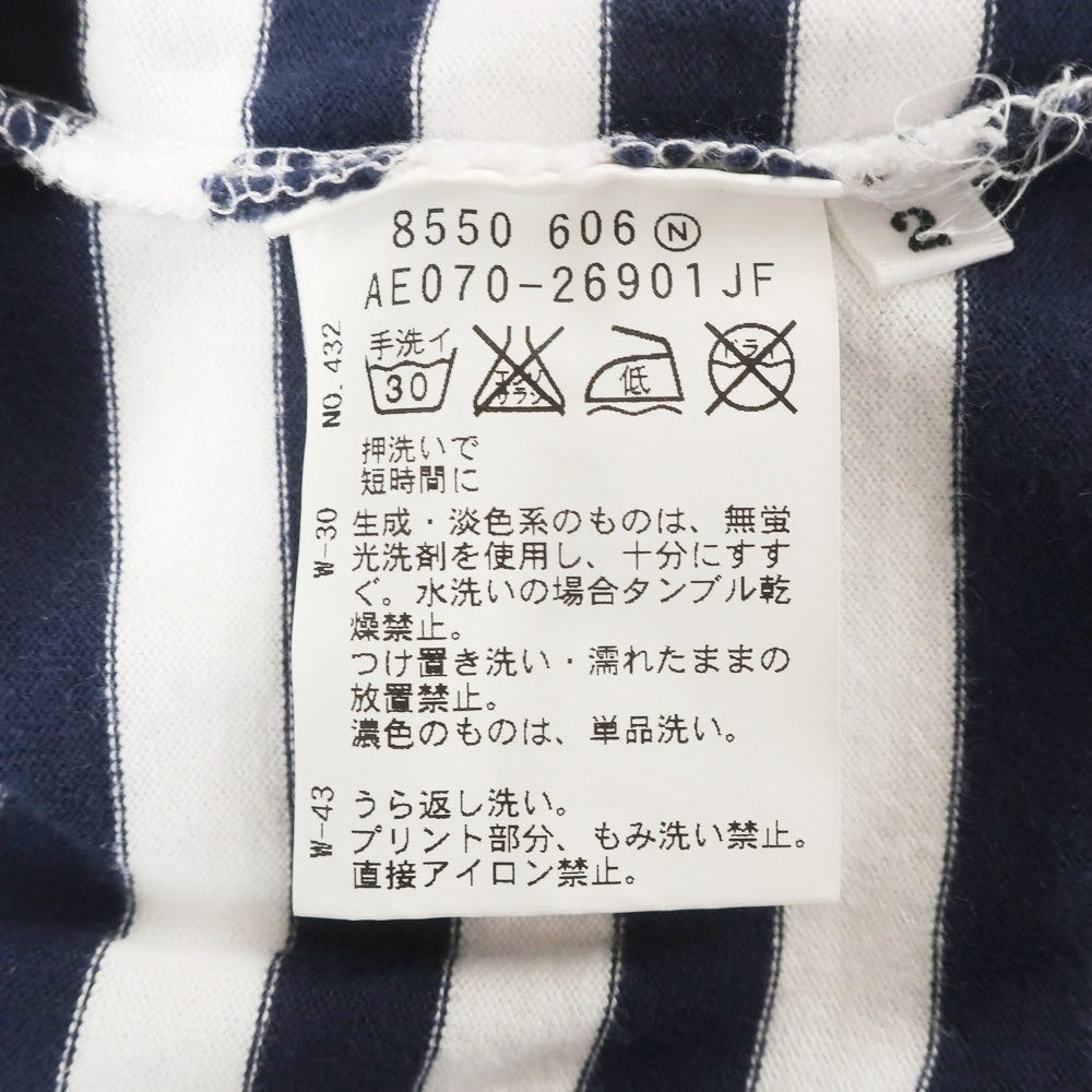 [Used] TAKEO KIKUCHI × The Rolling Stones Cotton Border Crew Neck Short Sleeve T-Shirt Navy x White [2] [Condition Rank C] [Men&