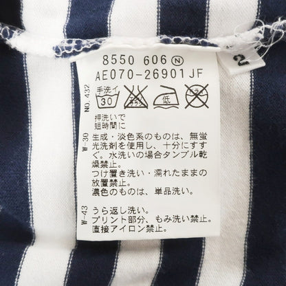[Used] TAKEO KIKUCHI × The Rolling Stones Cotton Border Crew Neck Short Sleeve T-Shirt Navy x White [2] [Condition Rank C] [Men&
