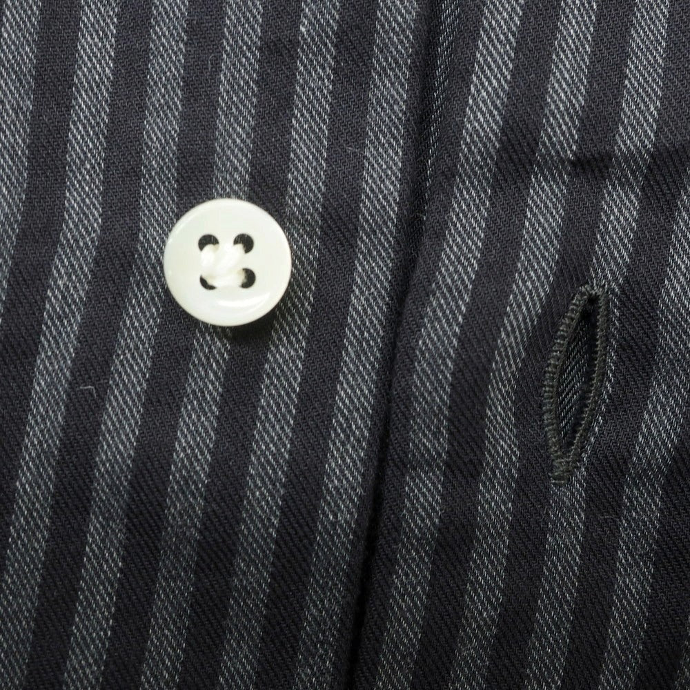 [Used] Luigi Borrelli Cotton Striped Wide Collar Casual Shirt Black x Gray [37] [Condition Rank B] [Men&