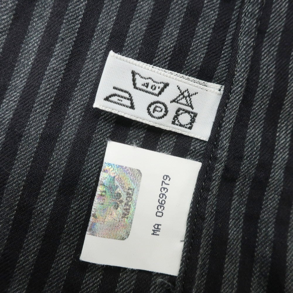 [Used] Luigi Borrelli Cotton Striped Wide Collar Casual Shirt Black x Gray [37] [Condition Rank B] [Men&
