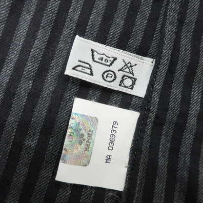 [Used] Luigi Borrelli Cotton Striped Wide Collar Casual Shirt Black x Gray [37] [Condition Rank B] [Men&