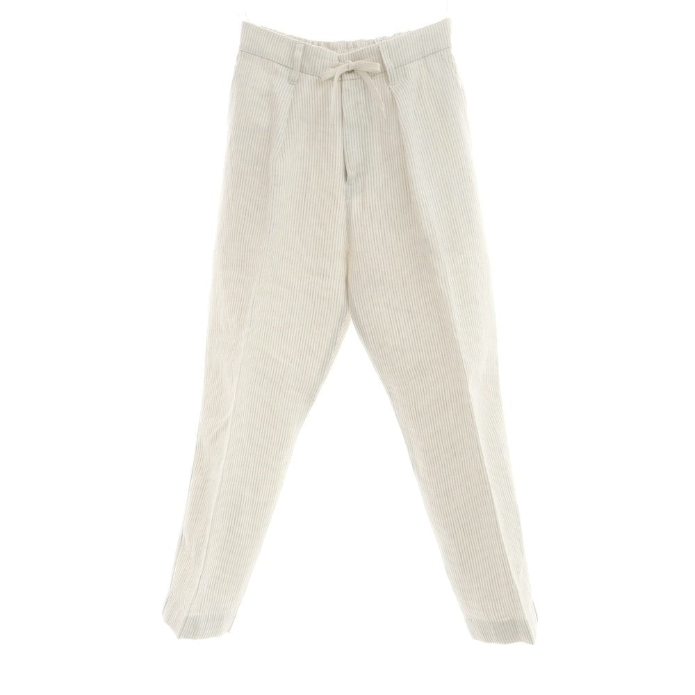 [Used] SHIPS x RAXA Linen Striped Casual Slacks Pants White x Ash Brown [M] [Condition Rank B] [Men&