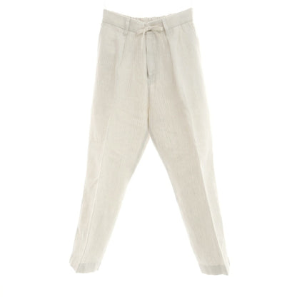 [Used] SHIPS x RAXA Linen Striped Casual Slacks Pants White x Ash Brown [M] [Condition Rank B] [Men&