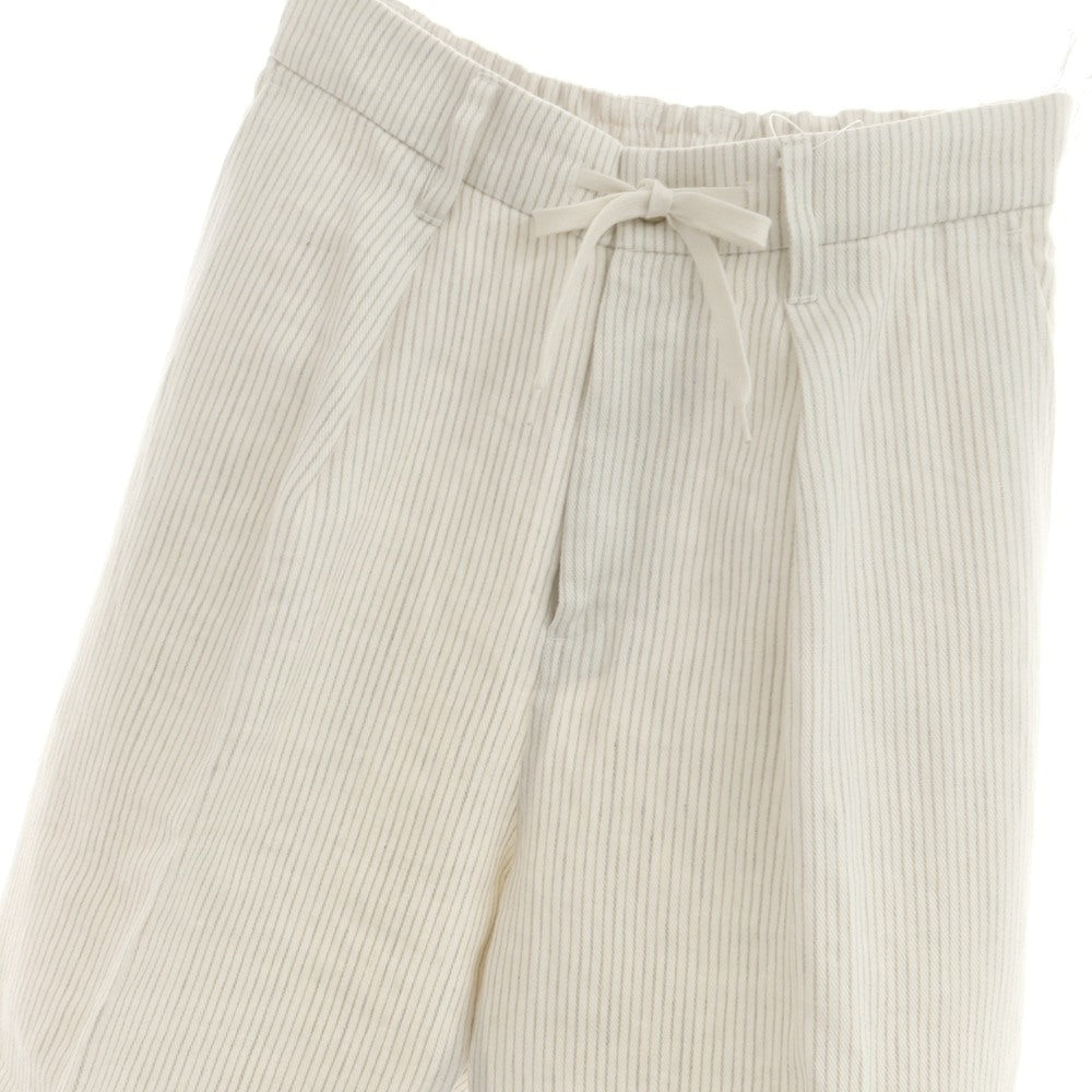 [Used] SHIPS x RAXA Linen Striped Casual Slacks Pants White x Ash Brown [M] [Condition Rank B] [Men&