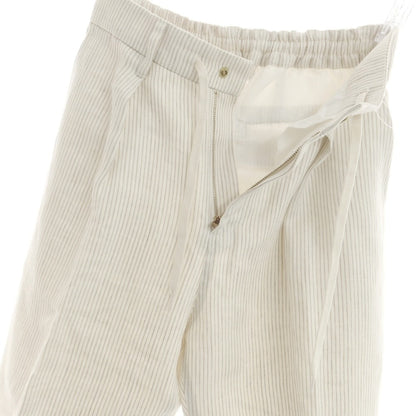 [Used] SHIPS x RAXA Linen Striped Casual Slacks Pants White x Ash Brown [M] [Condition Rank B] [Men&