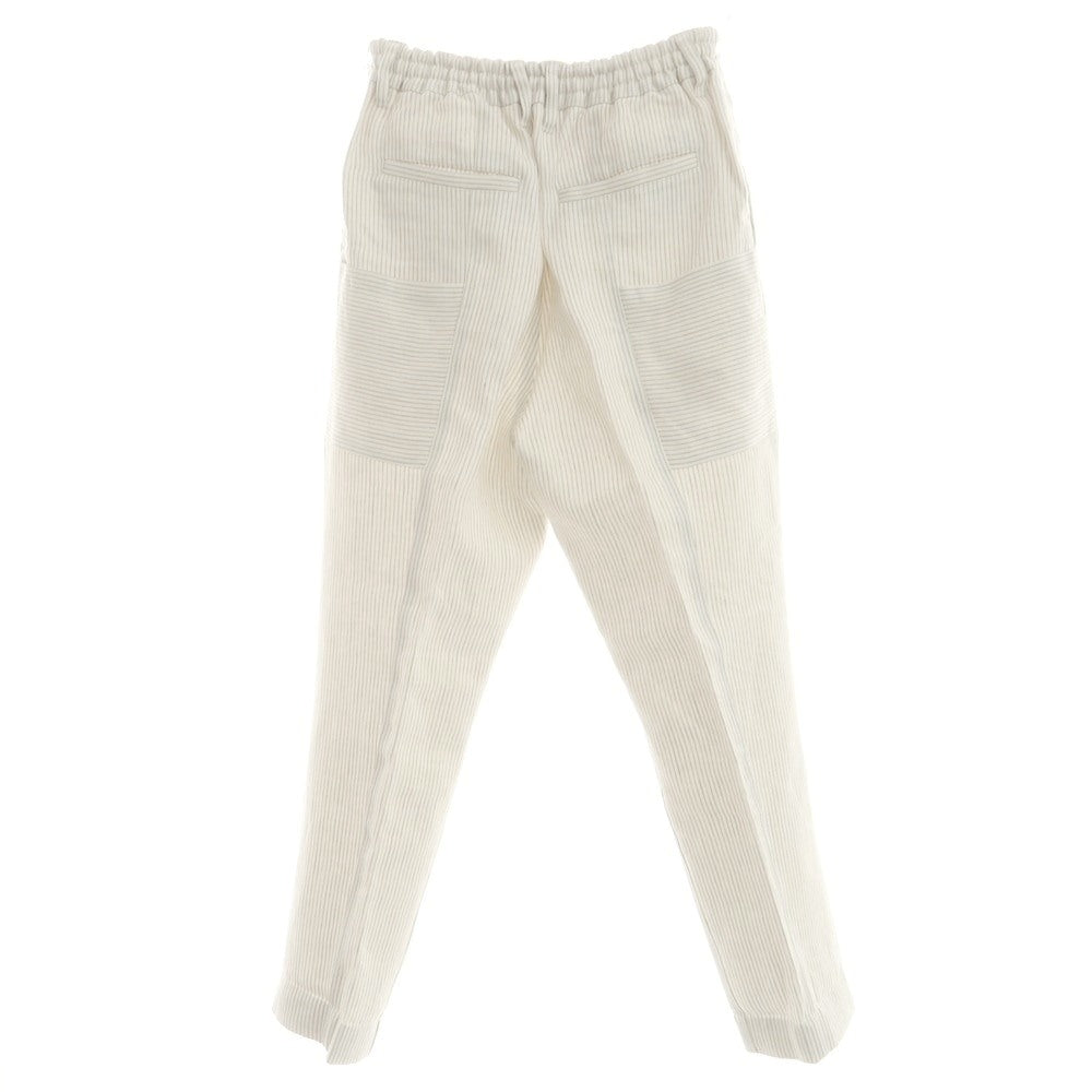 [Used] SHIPS x RAXA Linen Striped Casual Slacks Pants White x Ash Brown [M] [Condition Rank B] [Men&