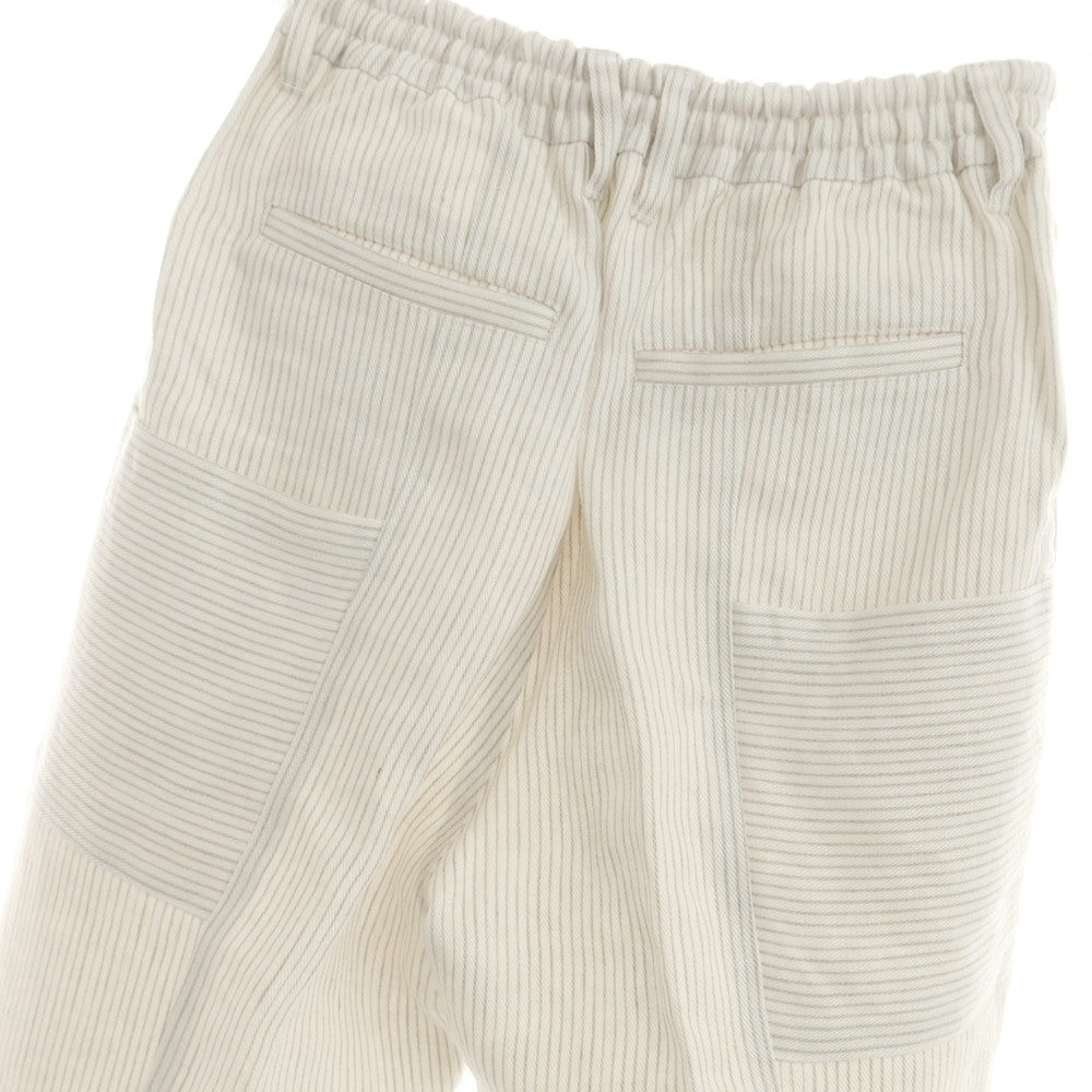 [Used] SHIPS x RAXA Linen Striped Casual Slacks Pants White x Ash Brown [M] [Condition Rank B] [Men&