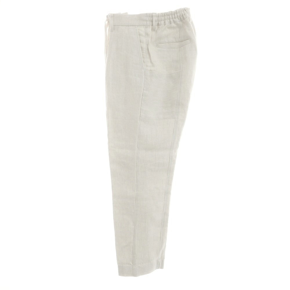 [Used] SHIPS x RAXA Linen Striped Casual Slacks Pants White x Ash Brown [M] [Condition Rank B] [Men&