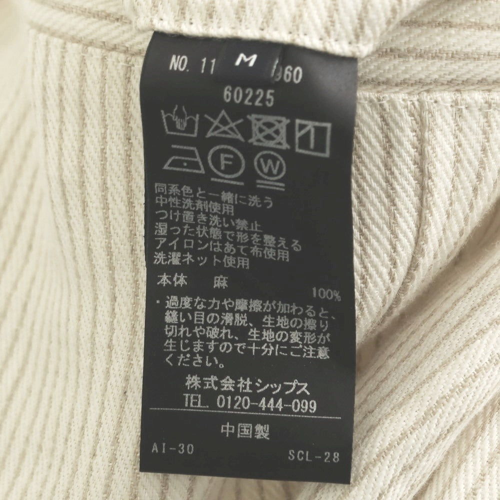 [Used] SHIPS x RAXA Linen Striped Casual Slacks Pants White x Ash Brown [M] [Condition Rank B] [Men&